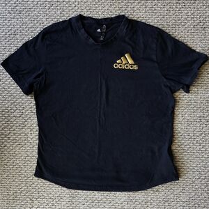 Adidas Women’s Black T-Shirt with Gold Logo